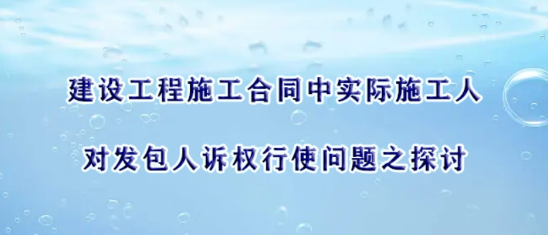建设工程施工合同中实际施工人对发包人诉权行使问题之探讨